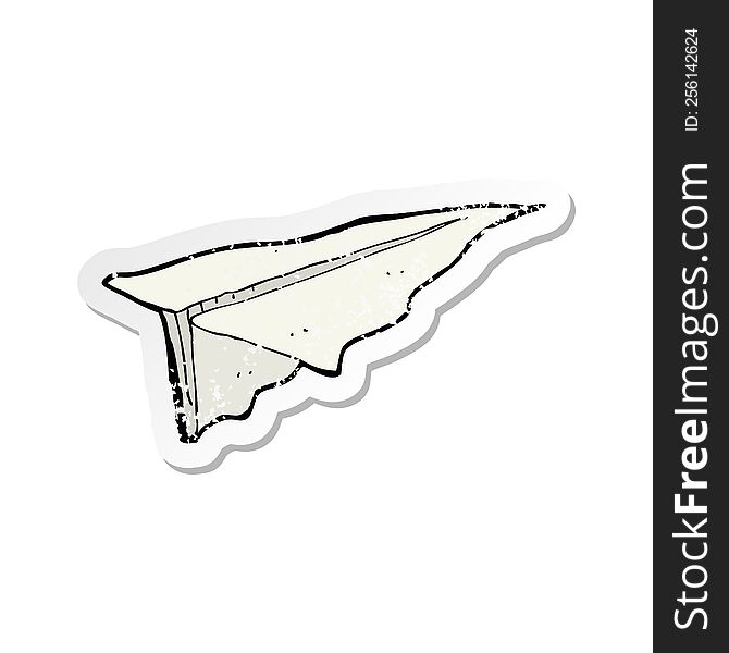 Retro Distressed Sticker Of A Cartoon Paper Aeroplane