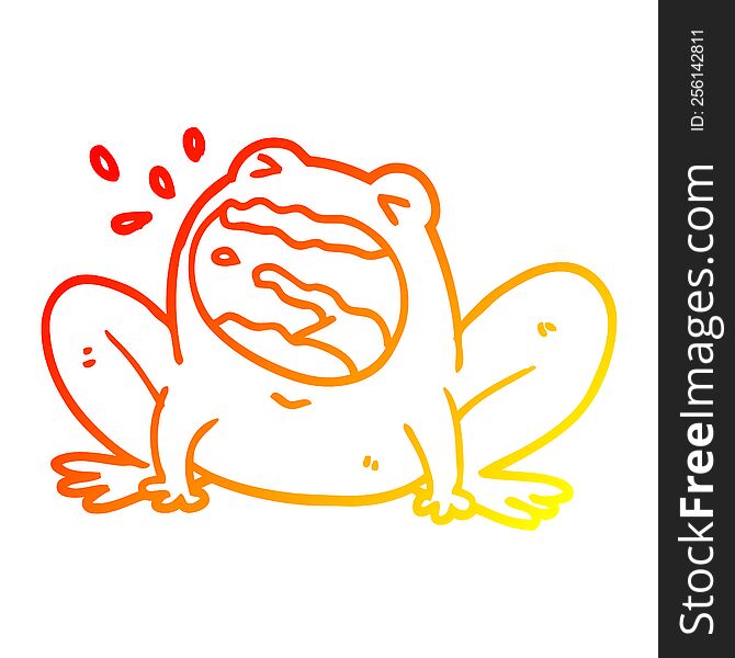 Warm Gradient Line Drawing Cartoon Frog Shouting
