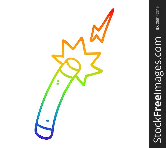 Rainbow Gradient Line Drawing Cartoon Magician Wand