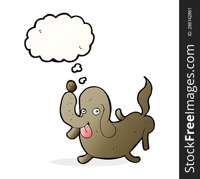 cartoon dog sticking out tongue with thought bubble