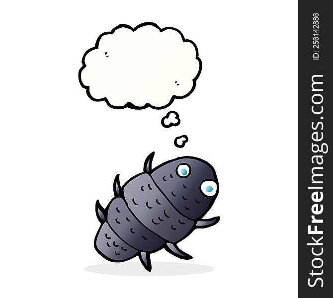 cartoon bug with thought bubble
