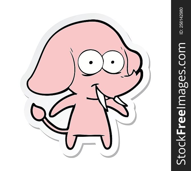 Sticker Of A Happy Cartoon Elephant