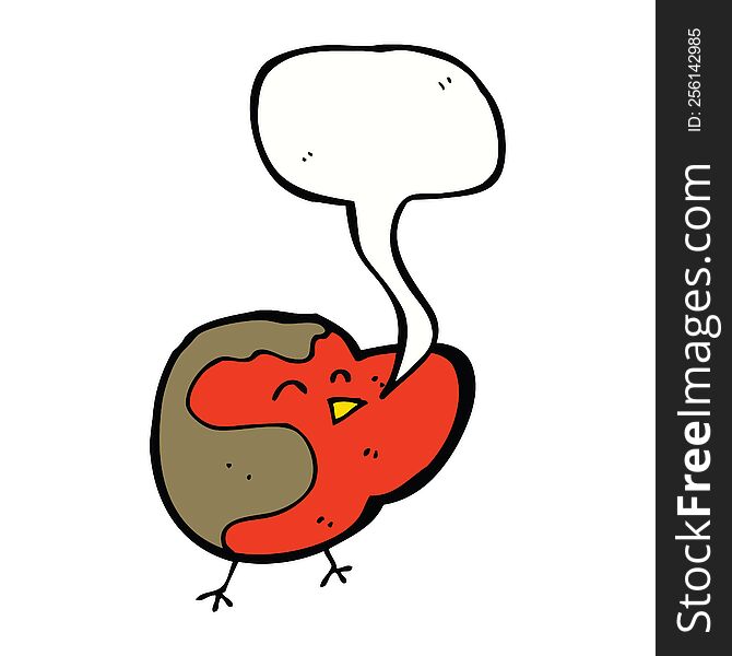Cartoon Robin With Speech Bubble