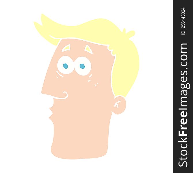 Flat Color Illustration Of A Cartoon Male Face