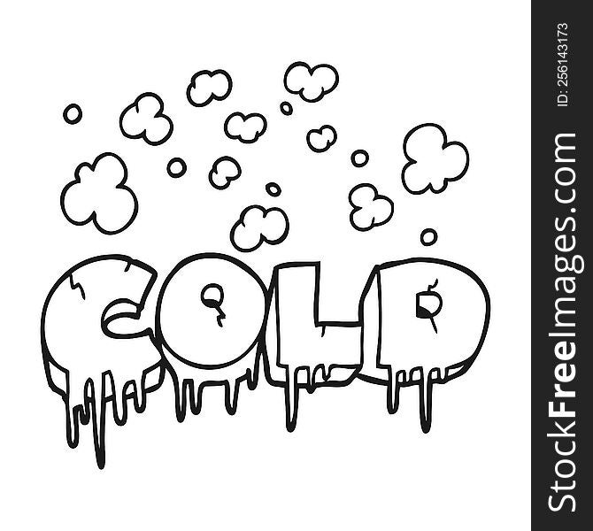 freehand drawn black and white cartoon cold text symbol