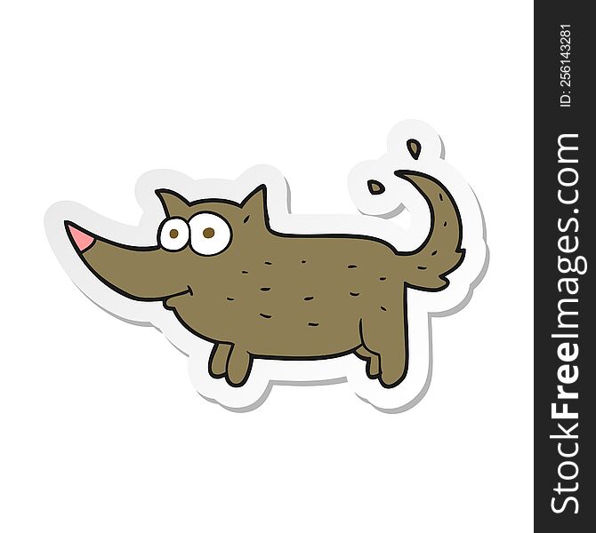 sticker of a cartoon dog wagging tail