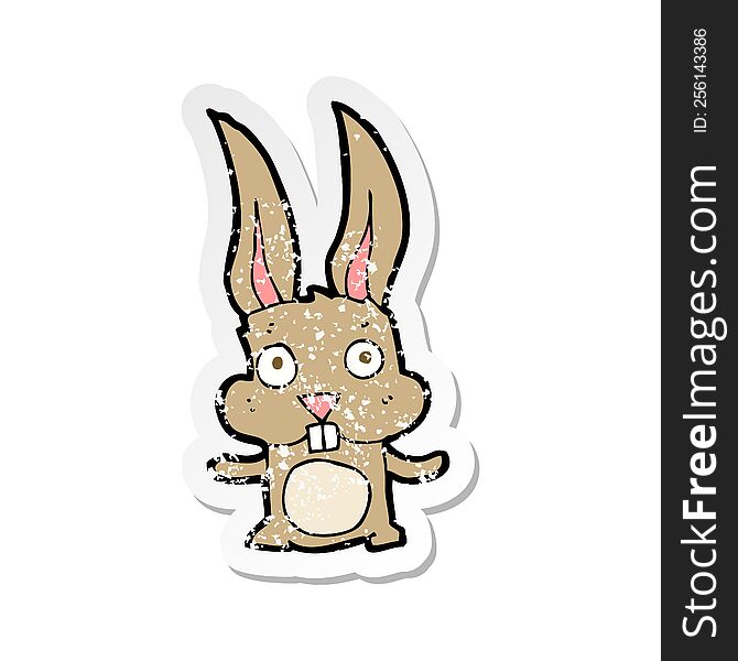 Retro Distressed Sticker Of A Cartoon Rabbit