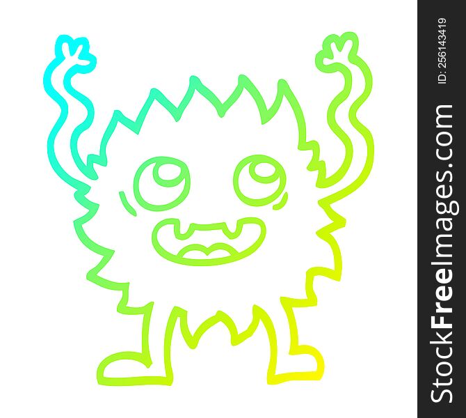 cold gradient line drawing of a cartoon funny furry monster