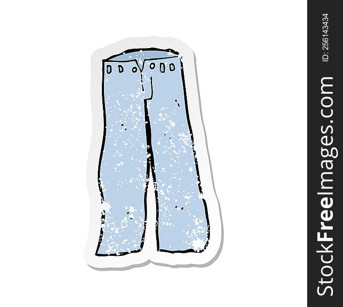 Retro Distressed Sticker Of A Cartoon Jeans