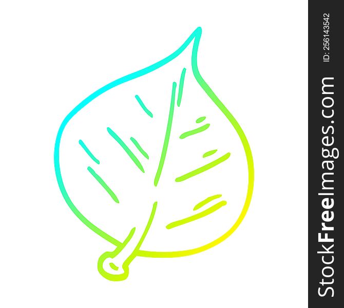 Cold Gradient Line Drawing Cartoon Leaf