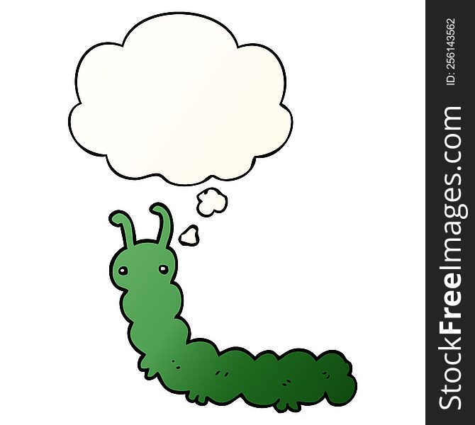 Cartoon Caterpillar And Thought Bubble In Smooth Gradient Style