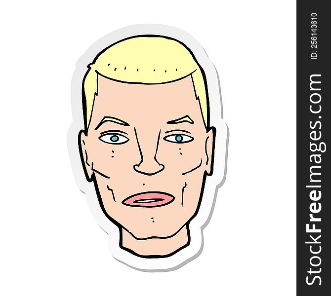 sticker of a cartoon serious male face