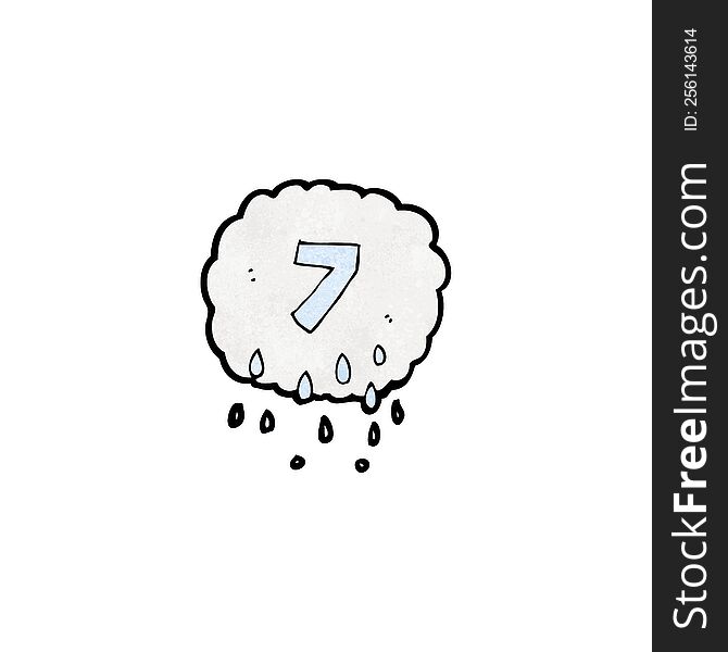 cartoon rain cloud with number seven