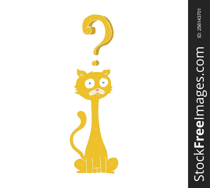 flat color illustration of curious cat. flat color illustration of curious cat