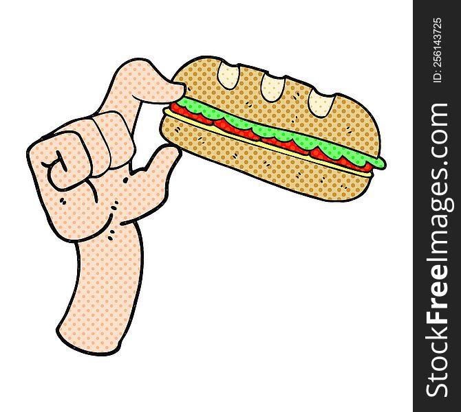 freehand drawn cartoon sub sandwich