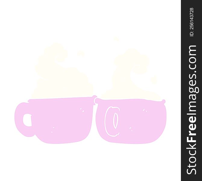 flat color illustration of a cartoon coffee cups