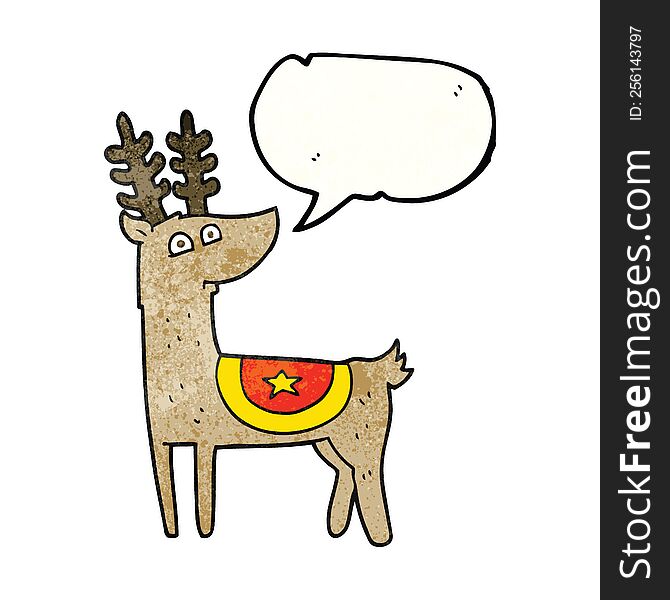 Speech Bubble Textured Cartoon Reindeer
