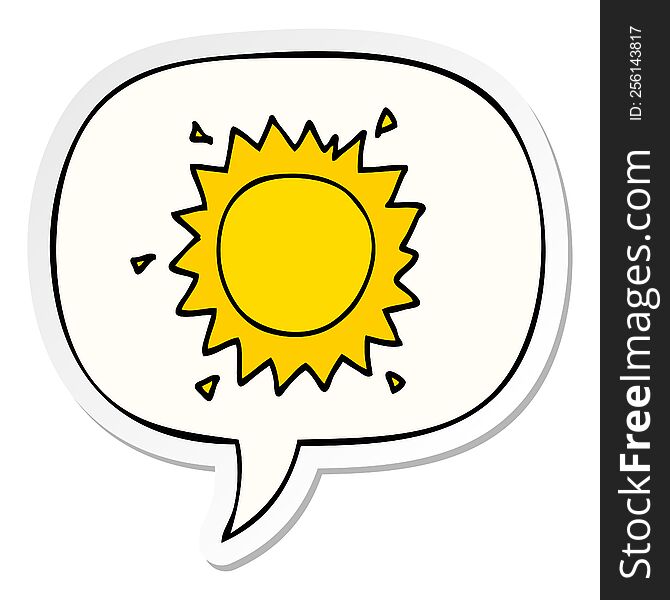 cartoon sun with speech bubble sticker. cartoon sun with speech bubble sticker