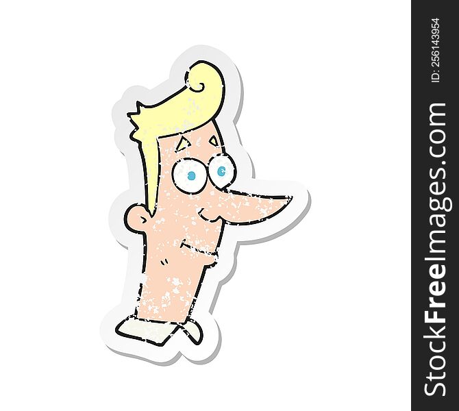 Retro Distressed Sticker Of A Cartoon Smiling Man