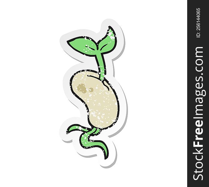 retro distressed sticker of a cartoon sprouting seed