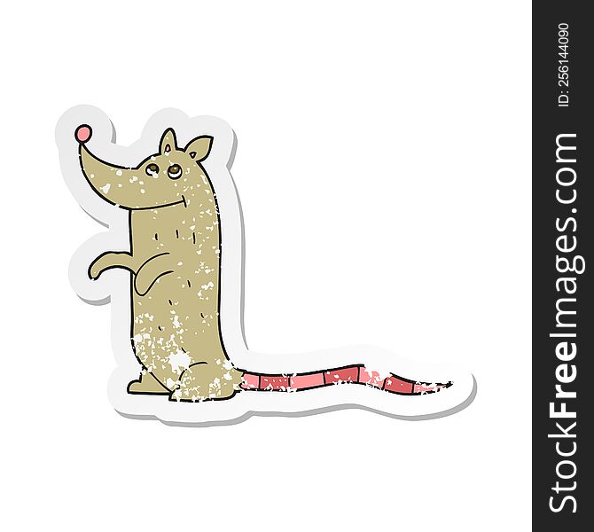 Retro Distressed Sticker Of A Cartoon Rat