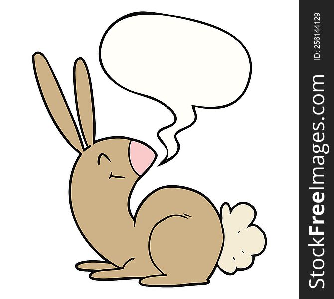 Cute Cartoon Rabbit And Speech Bubble