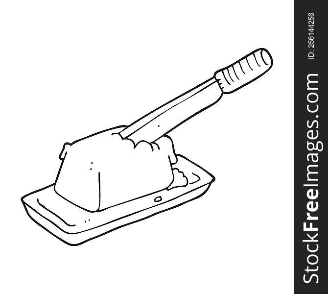 Black And White Cartoon Knife In Butter