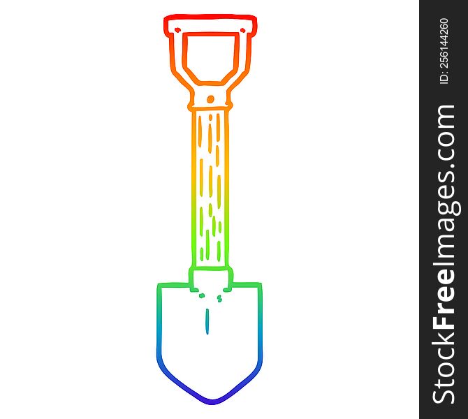 rainbow gradient line drawing of a cartoon shovel