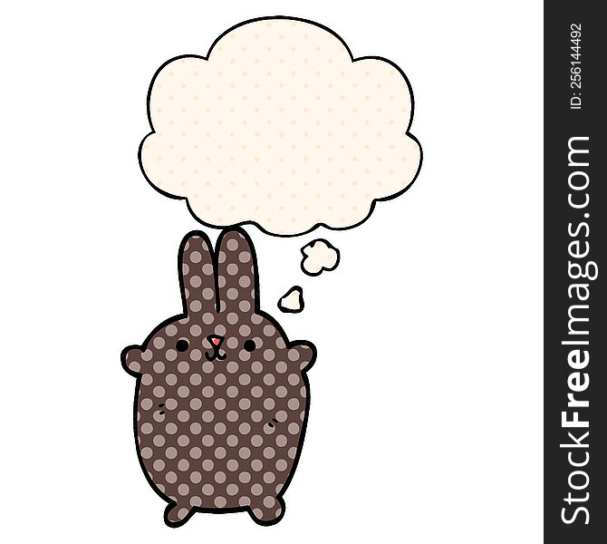Cartoon Rabbit And Thought Bubble In Comic Book Style