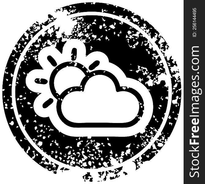 sun and cloud distressed icon symbol