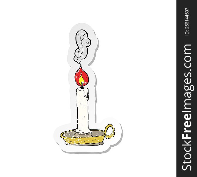 retro distressed sticker of a cartoon burning candle