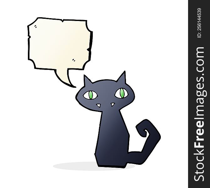 Cartoon Black Cat With Speech Bubble