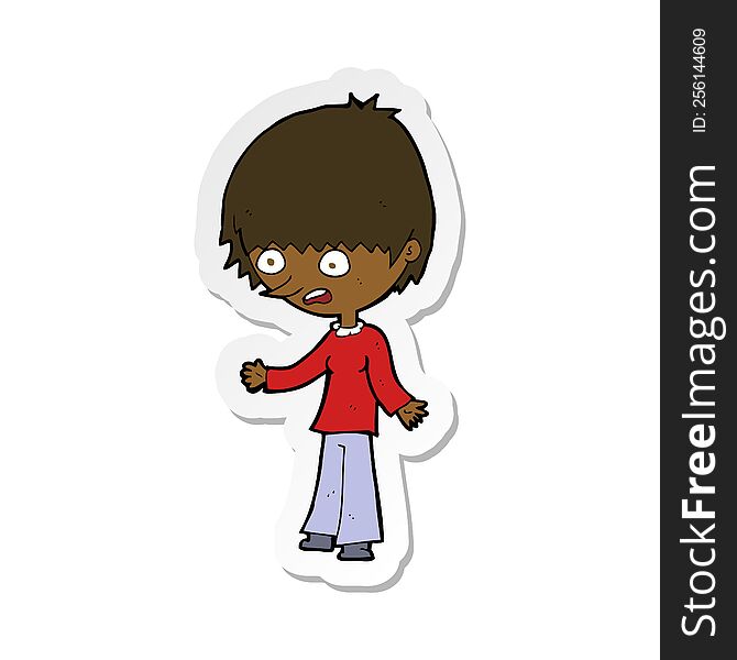 sticker of a cartoon stressed out woman