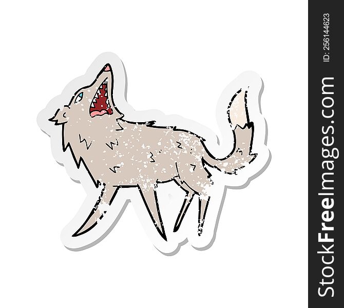 Retro Distressed Sticker Of A Cartoon Snapping Wolf