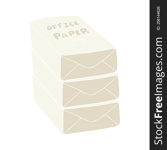 Flat Color Illustration Of A Cartoon Office Paper Stack