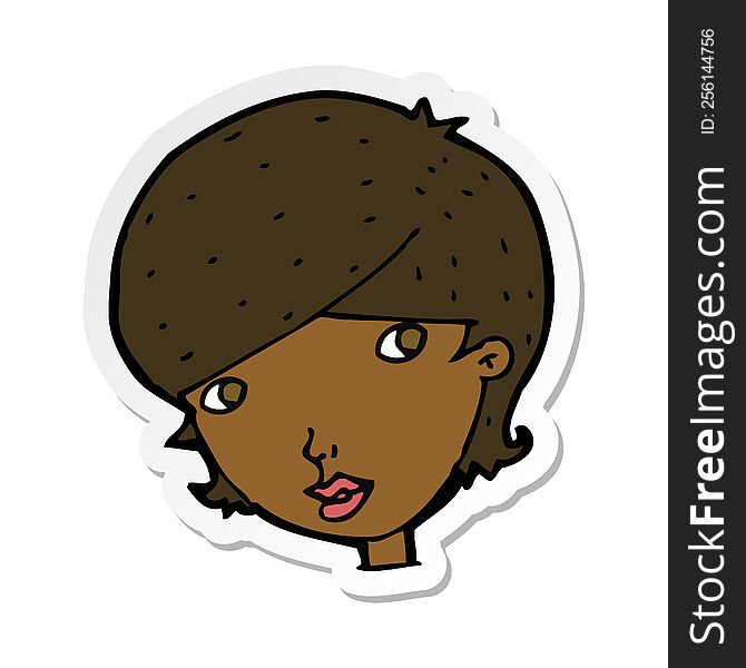 Sticker Of A Cartoon Friendly Woman