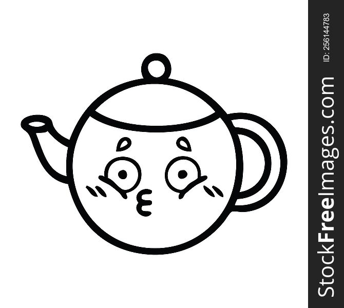 Line Drawing Cartoon Teapot