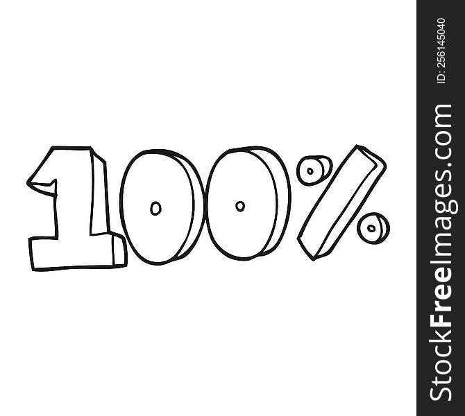 freehand drawn black and white cartoon 100 per cent symbol