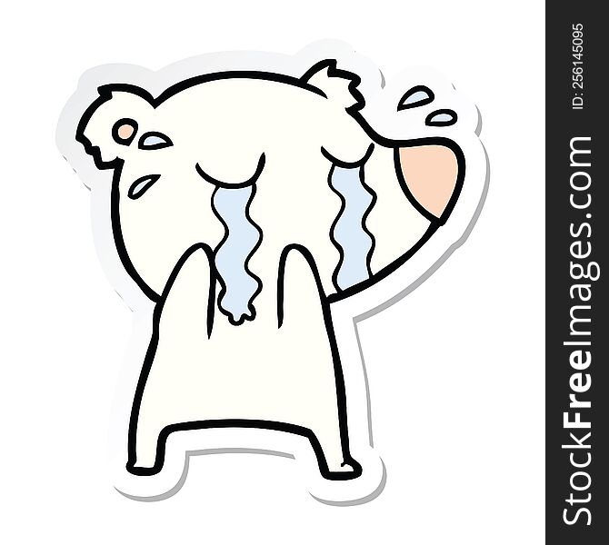 Sticker Of A Cartoon Crying Polar Bear