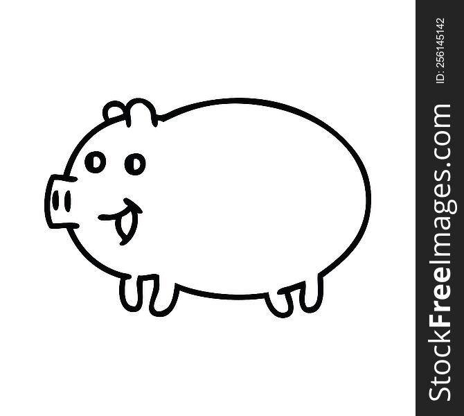 Line Drawing Cartoon Pig