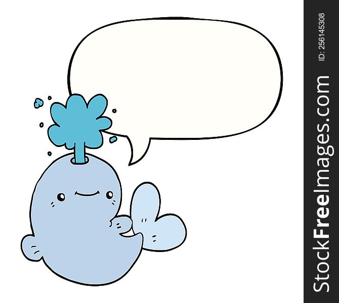 cartoon whale spouting water with speech bubble