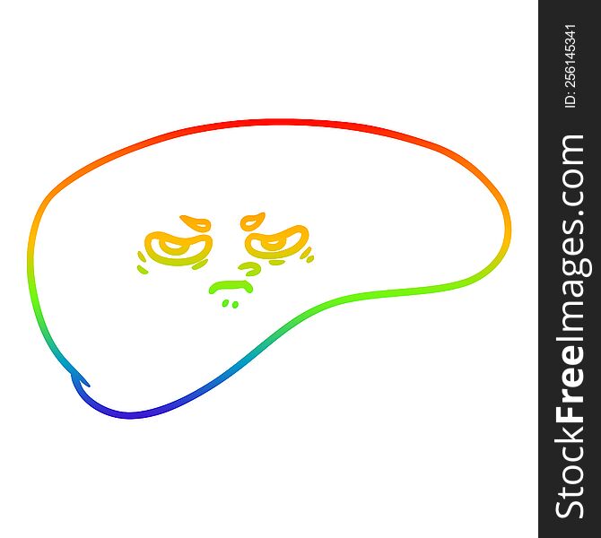 rainbow gradient line drawing of a cartoon liver