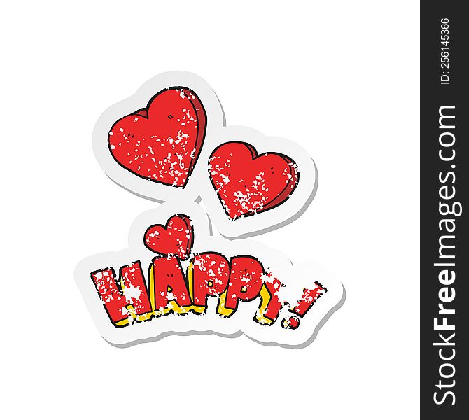 Retro Distressed Sticker Of A Cartoon Happy Symbol