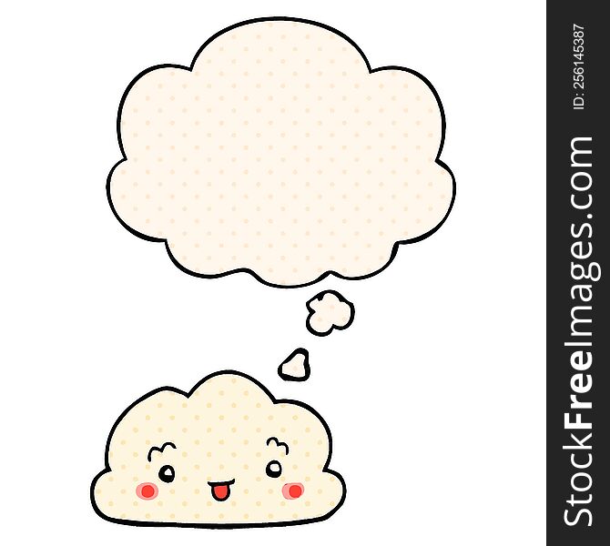 cartoon cloud with thought bubble in comic book style