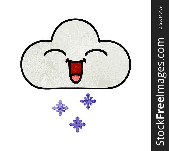 retro grunge texture cartoon of a snow cloud