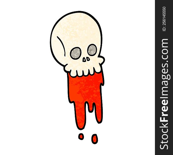 grunge textured illustration cartoon blood dripping skull