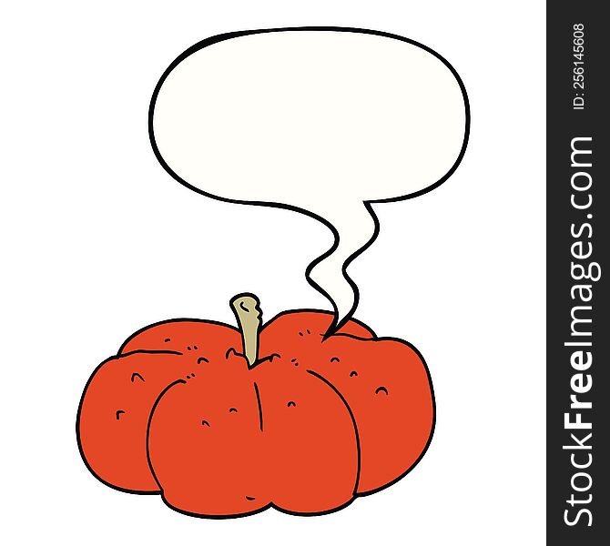 Cartoon Pumpkin And Speech Bubble