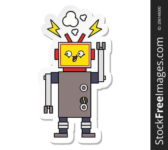 Sticker Of A Cute Cartoon Dancing Robot