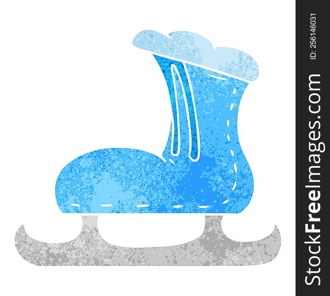 retro cartoon doodle of an ice skate boot