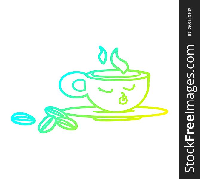 cold gradient line drawing of a cartoon espresso mug